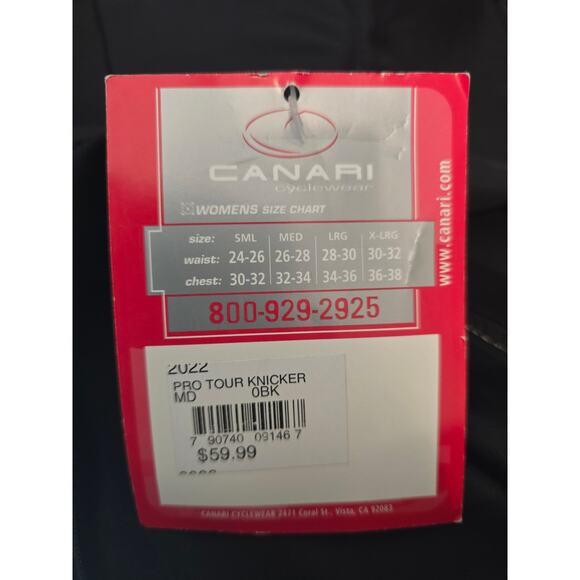 Canari Cycle Wear Black Pro Tour Knicker Padded Athletic Biking Women's M NWT - Picture 5 of 7